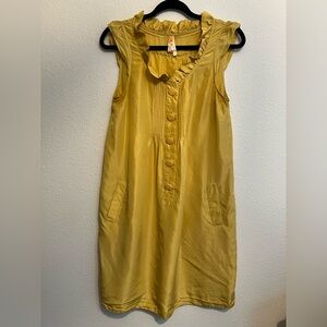 #1021 Anthropologie Maeve Golden Yellow Silk Dress size 6